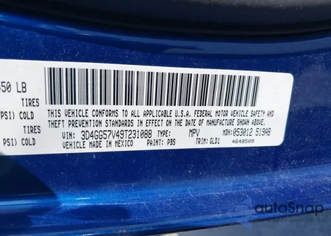 2009 Dodge Journey Sxt from USA, damaged, VIN 3D4GG57V49T231088